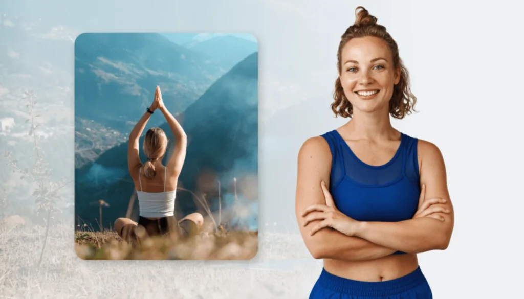 There is a two pics of girl about yoga