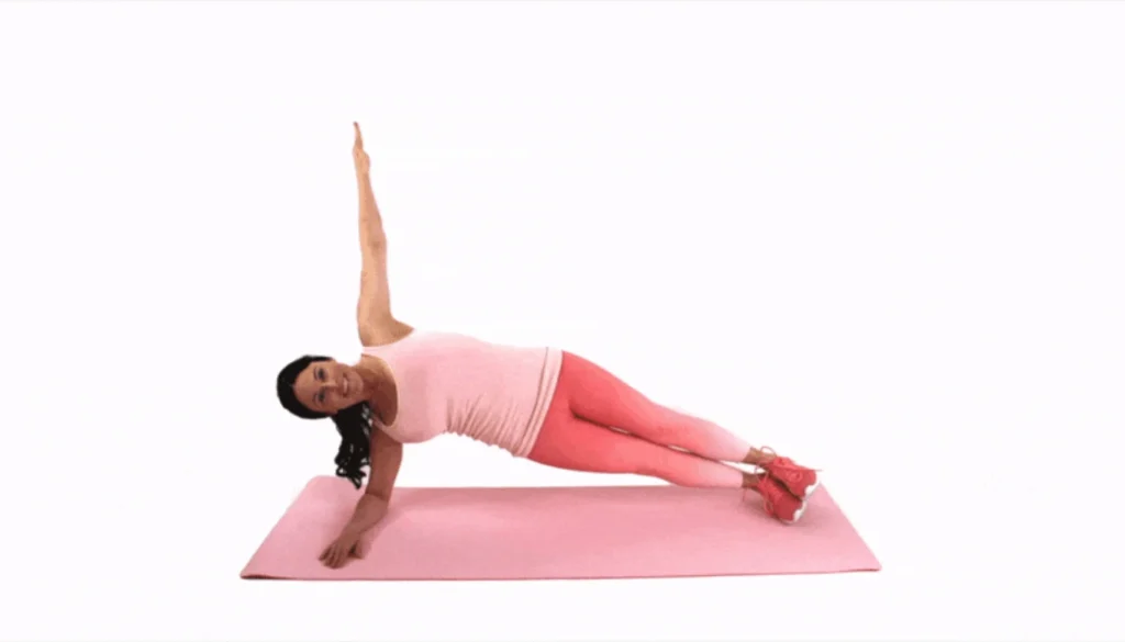 A lady laying on the floor and performs a Side Stretches pose